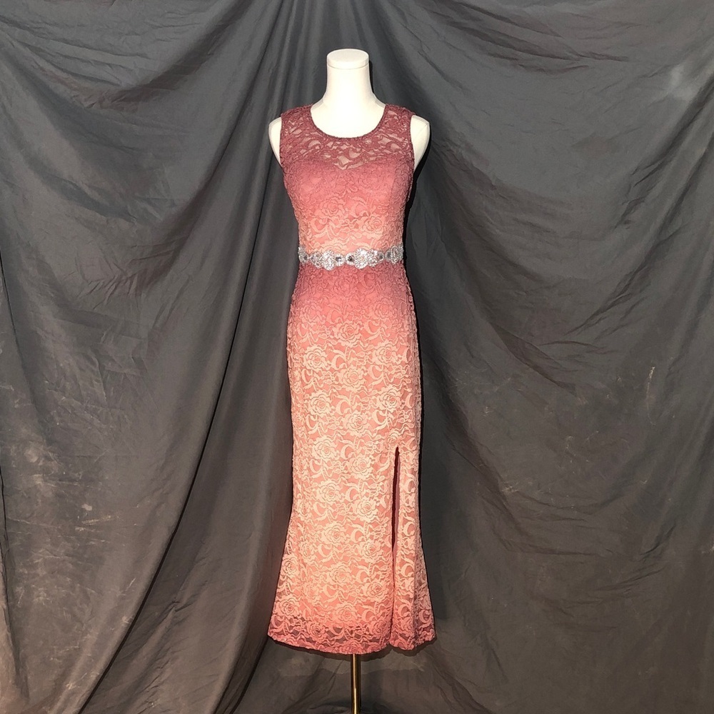 Prom Lace Midi Sheath Dress in Rose Size 6 8 Medium